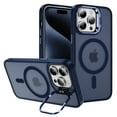 thumbnail image 1 of for iPhone 14 Plus Case, Luxury Clear Phone Case Compatible with MagSafe + Camera Stand Kickstand ShockPlusof Anti-Scratch Drop Plustective Frosted Back Case for iPhone 14 Plus - Darkblue, 1 of 7