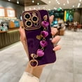 thumbnail image 1 of for iPhone 14 Plus Case Luxury Plating Soft TPU Slim Shockproof Back Case with Love Heart Chain Strap Cute Bumper Protective Phone Cover for Women Grils For iPhone 14 Plus, Darkpurple, 1 of 8