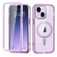 thumbnail image 1 of for iPhone 14 Plus Case Magnetic, [Compatible with Magsafe] Built-in Screen Protector Shockproof Dustproof Crystal Clear Anti-Scratch Folio Flip Phone Case for iPhone 14 Plus, Lightpurple, 1 of 8