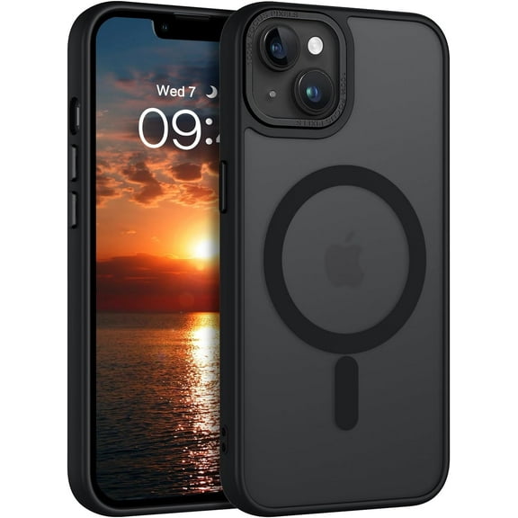 for iPhone 14 Plus Case Magnetic[Compatible with Magsafe], Translucent Matte Back Anti-Scratch Full Body Protective Cover Shockproof Phone Case for iPhone 14 Plus 6.7", Black