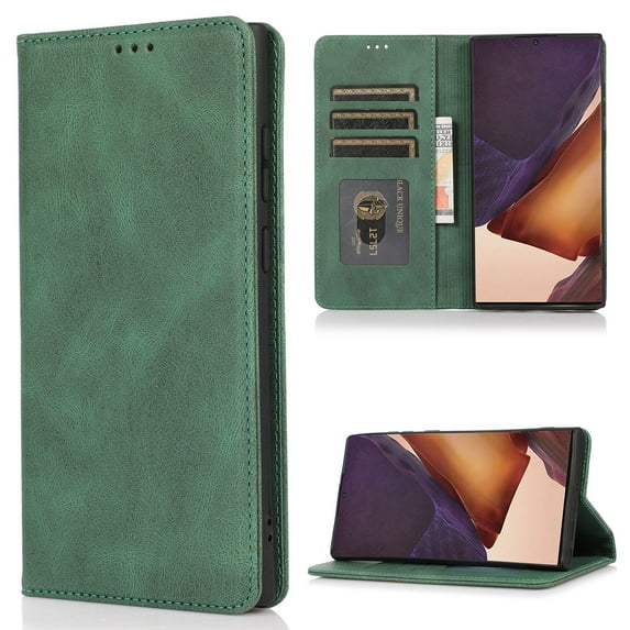 for iPhone 14 Plus Case, PU Leather Case, Vintage Wallet Case Book Folding Flip Case with Kickstand Card Holders Slots Magnetic Closure Protective Cover for iPhone 14 Plus, Green