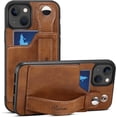 thumbnail image 1 of for iPhone 14 Plus Case, PU Leather Wallet Case Back with Elastic Card Slot Magnetic Clasp Kickstand Hand Strap Protective Cover for iPhone 14 Plus 6.7 inch 2022 (Brown), 1 of 17