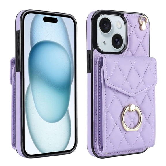 For iPhone 14 Plus Case Premium PU Leather Accordion Folding Wallet &Card Holder With RFID Shielding Material Phone Case With Adjustable Ring Holder And Detachable Crossbody ＆ Wrist Strap