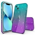 thumbnail image 1 of iPhone 14 Plus Case, Rosebono Hybrid Glitter Sparkle Transparent Colorful Gradient Skin Cover Case For iPhone 14 Plus (Teal/Purple), 1 of 4