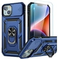 thumbnail image 1 of for iPhone 14 Plus Case with Screen Protector - Slide Camera Cover Phone Case with Ring Stand, Heavy Duty Military Grade Shockproof Rugged Bumper for iPhone 14 Plus Accessories Blue, 1 of 14
