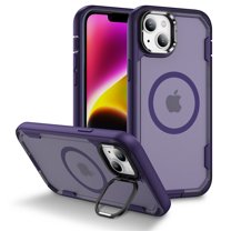 for iPhone 14 Plus Case with Stand, Compatible with MagSafe, Rugged Shockproof Military-Grade Drop Protection, Built-in Metal Camera Stand, Magnetic Phone Case for iPhone 14 Plus,Dark Purple