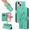 thumbnail image 1 of iPhone 14 Plus Case Wallet with Cards Holder,Allytech Stylish Butterfly Embossed Shockproof Protective Flip Stand Cover for Girls Women Hand Wrist Wallet Case for Apple iPhone 14 Plus - Green, 1 of 11