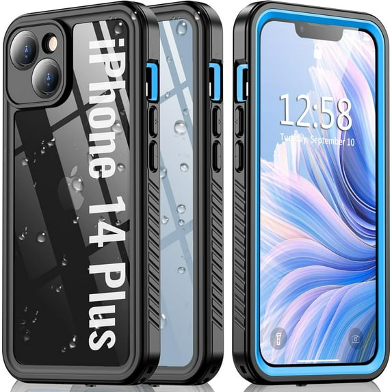 for iPhone 14 Plus Case Waterproof,Shockproof Bumper iPhone 14 Plus Phone Case with Built-in Screen&Camera Protector,Dustproof Anti-Scratch Anti-Stain Case for iPhone 14 Plus 5G 6.7inch-Blue