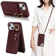 thumbnail image 1 of iPhone 14 Plus Case for Women with Card Holder, iPhone 14 Plus Phone Case Wallet with Strap,Crossbody Lanyard Cases with Credit Card Slots Kickstand with Ring Holder Stand Case,6.7",Burgundy, 1 of 13
