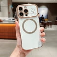 thumbnail image 1 of for iPhone 14 Plus Case for Women Girls [Compatible with Mag Safe] Cute, Magnetic Love Heart Pattern with Camera Lens Protection Luxury Plating Shockproof Wireless Charging Phone Case,White, 1 of 9