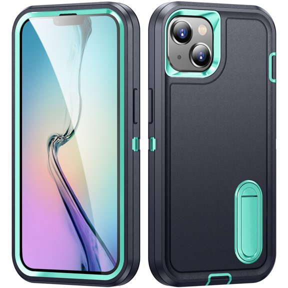 for iPhone 14 Plus Case, iPhone 14 Plus Phone Case with Built in Kickstand, Shockproof/Dustproof/Drop Proof Heavy Duty Military-Grade Rugged Protective Cover for iPhone 14 Plus,Light Green