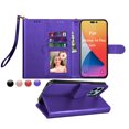 thumbnail image 1 of for iPhone 14 Plus Case, iPhone 14 Plus Wallet Case, iPhone 14 Plus Leather Case, EBIZCITY PU Leather Folio Flip Cover Magnetic Closure TPU Shockproof Protective Case Kickstand Strap -Purple, 1 of 11
