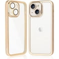 thumbnail image 1 of for iPhone 14 Plus Clear Case with Camera Lens Protector Luxury Plating Phone Case Slim Soft TPU Shockproof Protective Phone Case for iPhone 14 Plus 6.7 inch Women Men, Gold, 1 of 13