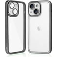 thumbnail image 1 of for iPhone 14 Plus Clear Case with Camera Lens Protector Luxury Plating Phone Case Slim Soft TPU Shockproof Protective Phone Case for iPhone 14 Plus 6.7 inch Women Men, Black, 1 of 13