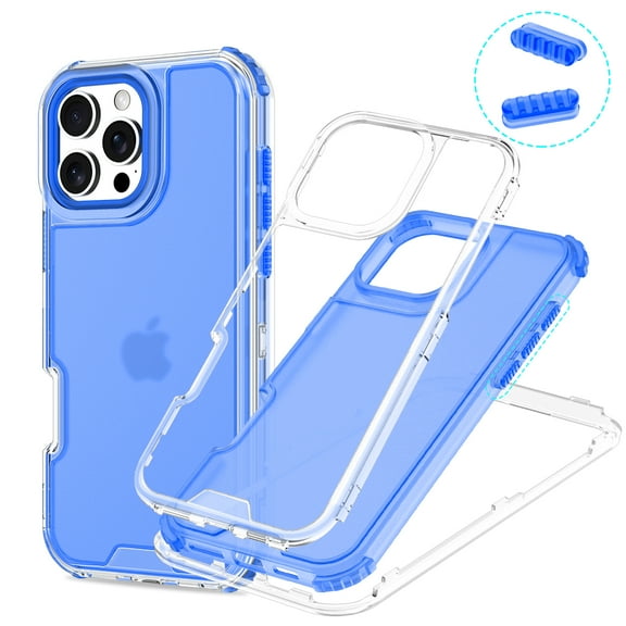 for iPhone 14 Plus Clear Case, Heavy Duty Durable 3-Layers Transparent [Not-Yellowing][Military Grade Drop Protection] Shockproof Protective Cover for iPhone 14 Plus, Blue