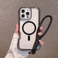 thumbnail image 1 of for iPhone 14 Plus Clear Case with Wrist Strap, [Compatible with Mag-Safe] [Anti-Yellowing Transparent] [Military-Grade Protection] Shockproof Slim Magnetic Case for iPhone 14 Plus, Black, 1 of 11