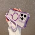 thumbnail image 1 of for iPhone 14 Plus Clear Magnetic Case with Anti-Drop Wrist Strap, Military Grade Drop Protection Anti-Yellowing Cell Phone Cover - Rugged Durable Shockproof Protective Bumper Case, Purple, 1 of 9