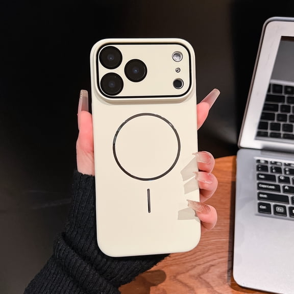 for iPhone 14 Plus Drop Protective Case Cover with Magnetic Wireless Charging & Lens Protector, Hard PC Material Anti-Scratch Ultra Slim Shockproof Phone Cover Men Women Boys Girls, White