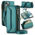 thumbnail image 1 of for iPhone 14 Plus Full Body Protection Wallet Folio Flip Case, Shoulder Strap & Wristlet Card Slots Zipper Pocket RFID Blocking Rugged Durable PU Leather Phone Case Cover, Green, 1 of 10