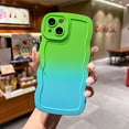 thumbnail image 1 of for iPhone 14 Plus Gradient Wavy Case, Cute Wave Frame Design Dual Colors Soft Silicone Rubber Shockproof Flexible TPU Phone Cover for iPhone 14 Plus 6.1 inch Girls Women, Green/Blue, 1 of 11