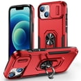 thumbnail image 1 of for iPhone 14 Plus Hard Case, with Camera Cover & Kickstand Holder, Built-in 360°Rotate Ring Stand Anti-scratch Drop Protection Magnetic Phone Case for Apple iPhone 14 Plus - Red, 1 of 8