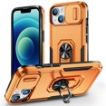 thumbnail image 1 of for iPhone 14 Plus Hard Case, with Camera Cover & Kickstand Holder, Built-in 360°Rotate Ring Stand Anti-scratch Drop Protection Magnetic Phone Case for Apple iPhone 14 Plus - Orange, 1 of 8