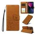 thumbnail image 1 of For iPhone 14 Plus Litter Dog Embossing Leather Phone Case with RFID Blocking Card Slot Wallet Magnetic Clasp Lanyard Flip Stand Case,Brown,For iPhone 14 Plus, 1 of 8
