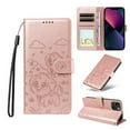 thumbnail image 1 of For iPhone 14 Plus Litter Dog Embossing Leather Phone Case with RFID Blocking Card Slot Wallet Magnetic Clasp Lanyard Flip Stand Case,Pink,For iPhone 14 Plus, 1 of 8
