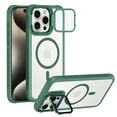 thumbnail image 1 of for iPhone 14 Plus Magnetic Case, [Compatible with MagSafe] Full Body Phone Case with Built-in Lens Stand and Anti-Scratch Camera Lens Protector, Shockproof Bumper Clear Cover, Green, 1 of 6