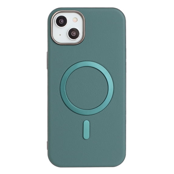 for iPhone 14 Plus Magnetic Case, Flexible Luxury PU Leather Cover, Protective Slim Lightweight Shockproof Phone Case Compatible with Mag-Safe Charging for iPhone 14 Plus, Green