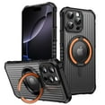 thumbnail image 1 of For iPhone 14 Plus Magnetic Phone Case,360°Rotatable Ring Kickstand,Compatible with Mag-Safe,4 Thickened Corners Protective,Clear Logo View,Shockproof Non-slip Translucent Phone Case,Orange, 1 of 6