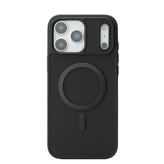 For iPhone 14 Plus Magnetic Phone Case,Fiber Pattern PU Leather Back,Compatible with Mag-Safe,Shockproof Anti-fall Drop Protection Anti-Scratch Ultra Slim Durable Phone Case,Black