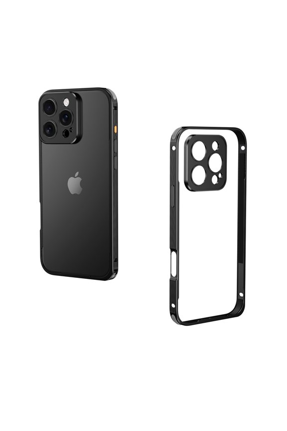For iPhone 14 Plus Metal Bumper Phone Case,Slim Fit No Back Design,With Camer Lens Protector,Anti-Fall Drop Protection Shockproof Rugged Ultra Slim Durable Thin Fit Phone Case,Black
