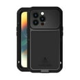 thumbnail image 1 of iPhone 14 Plus Metal Bumper Silicone Case iPhone 14 Plus Case Built-in Screen Protector Gorilla Glass Hybrid Military Shockproof Heavy Duty Rugged For iPhone 14 Plus, Black, 1 of 10