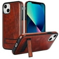 thumbnail image 1 of for iPhone 14 Plus PU Leather Back Case, Built-in Invisible Stand [Compatible with Magsafe] Protective Slim Kickstand Anti-fall Phone Cover Compatible with iPhone 14 Plus, Brown, 1 of 8
