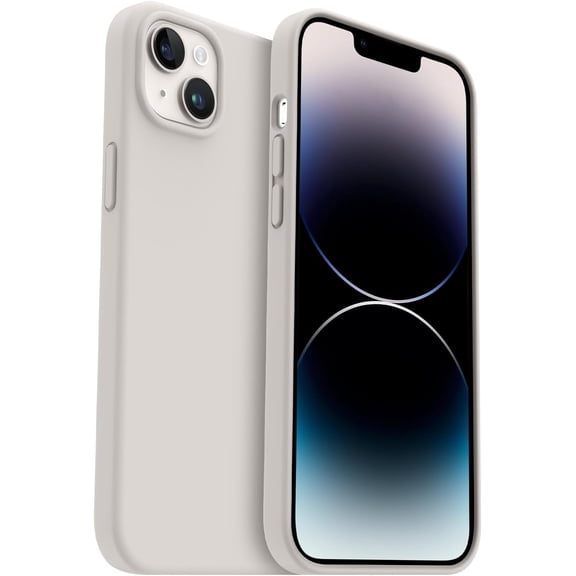 iPhone 14 Plus Phone Case, [Military Shockproof Protection] Liquid Silicone Case with [Soft Anti-Scratch Microfiber Lining] Camera & Screen Protection, 6.7 inch, Stone