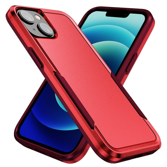 For iPhone 14 Plus Phone Case,Wireless Charging Hard PC Protection Soft TPU Heavy Duty Anti-Fingerprint Shockproof Back Case For iPhone 14 Plus for Men and Women,
Red