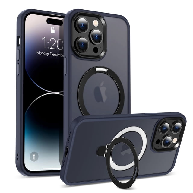 iPhone 14 Plus Rugged Case Magnetic, Compatible with Magsafe & Accessories Invisible Stand Heavy Duty Protective Shockproof Anti-Scratch Bumper Phone Case for Apple iPhone 14 Plus, Blue