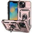 thumbnail image 1 of for iPhone 14 Plus Rugged Phone Case with Sliding Camera Cover, Kickstand TPU Bumper Drop Proof Durable Military Grade Protective Case Cover for iPhone 14 Plus, Rosegold, 1 of 8