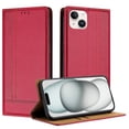 thumbnail image 1 of for iPhone 14 Plus Slim Case with Card Holder, Premium PU Leather Wallet Case with Flip Card Slots Kickstand & Magnetic Closure for iPhone 14 Plus, Red, 1 of 6
