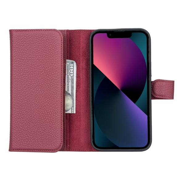 iPhone 14 Plus Trifold Full Grain Leather Wallet Case