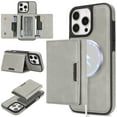 thumbnail image 1 of for iPhone 14 Plus Wallet Case with 7 Card Slots, Detachable Magnetic Back Cover, Premium PU Leather Kickstand Drop Protective Shockproof Classic Flip Case for iPhone 14 Plus, Gray, 1 of 11