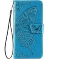thumbnail image 1 of for iPhone 14 Plus Wallet Case, [Butterfly & Flower Embossed] Leather Wallet Case Flip Protective Phone Cover with Card Slots and Kickstand for iPhone 14 Plus 6.7" (Blue), 1 of 13