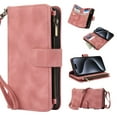 thumbnail image 1 of for iPhone 14 Plus Wallet Case with Card Holder for Women Men, Phone Case RFID Blocking PU Leather Flip Shockproof Cover with Shoulder + Wrist Strap Zipper Credit Card Slots Stand, Rosegold, 1 of 9