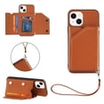 thumbnail image 1 of for iPhone 14 Plus Wallet Case with Card Holder, for iPhone 14 Plus Case with RFID Blocking Card Slots, Double Magnetic Clasp Durable Shockproof Kickstand Detachable Wrist Strap Cover,Brown, 1 of 6