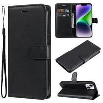 for iPhone 14 Plus Wallet Case, with Credit Card Holder and Wrist Strap, RFID Blocking PU Leather Flip Magnetic Cell Phone Cover Case for iPhone 14 Plus 6.7 inch, Black