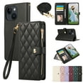thumbnail image 1 of iPhone 14 Plus Wallet Case, with Crossbody Shoulder Strap Hand Wrist Cards Holder Zipper Pocket RFID Blocking Shockproof Flip Cover Stand Snap Closure Phone Case for Apple iPhone 14 Plus, Black, 1 of 7