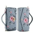 thumbnail image 1 of for iPhone 14 Plus Wallet Case - Magnetic Detachable Back Case with RFID Blocking Card Holder, Hand Strap & Crossbody Strap, Floral Flower PU Leather Flip Cover Case for Women Girls, Gray, 1 of 1