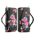 thumbnail image 1 of for iPhone 14 Plus Wallet Case - Magnetic Detachable Back Case with RFID Blocking Card Holder, Hand Strap & Crossbody Strap, Floral Flower PU Leather Flip Cover Case for Women Girls, Black, 1 of 13