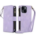 thumbnail image 1 of for iPhone 14 Plus Wallet Case for Women Girls, RFID Blocking Credit Card Slots PU Leather Purse Case with Crossbody Strap Wristlet Magnetic Folio Stand Cover for iPhone 14 Plus, Purple, 1 of 9